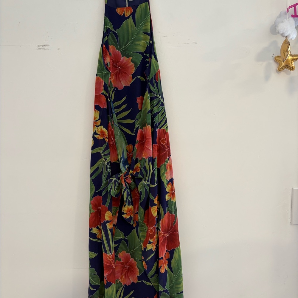 Privacy Please Halter Lehunt Dress in Blue sz XS | blue revolve hibiscus dress - Picture 4 of 9